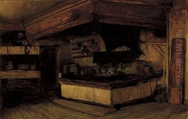 Bavarian House Interiors (pair) Oil Painting by Nikolaus Gysis