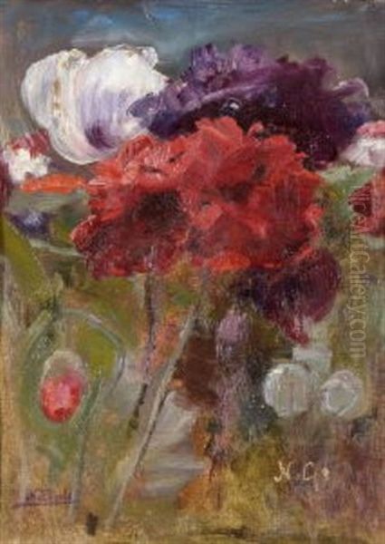 Tulpen Und Gefullter Mohn Oil Painting by Nikolaus Gysis