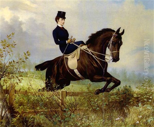 Kaiserin Elisabeth Von Osterreich Zu Pferd Oil Painting by Hans (Johann) Haag