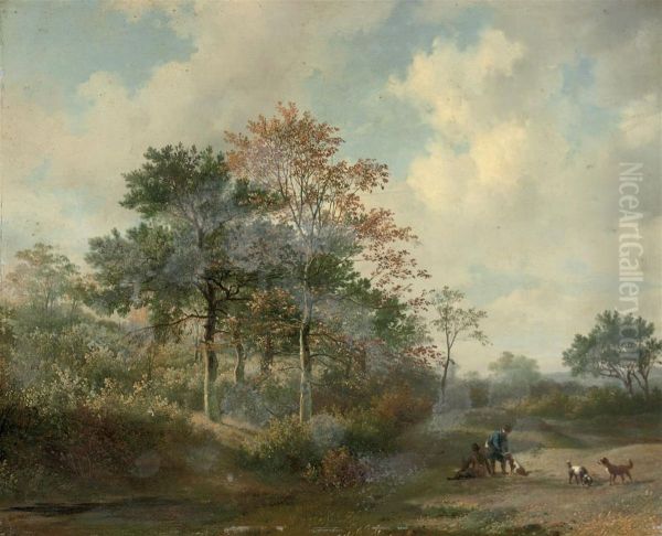 Hunters With Their Dogs Oil Painting by Hendrikus van den Sande Bakhuyzen