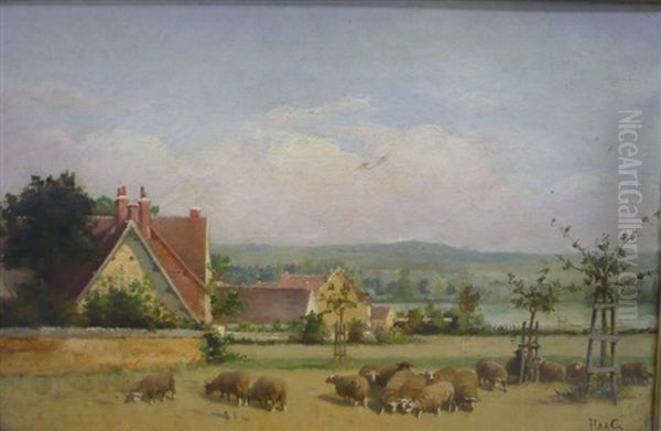 Paysage Aux Vaches Et Paysage Aux Moutons (pair) by Jean-Paul Haag