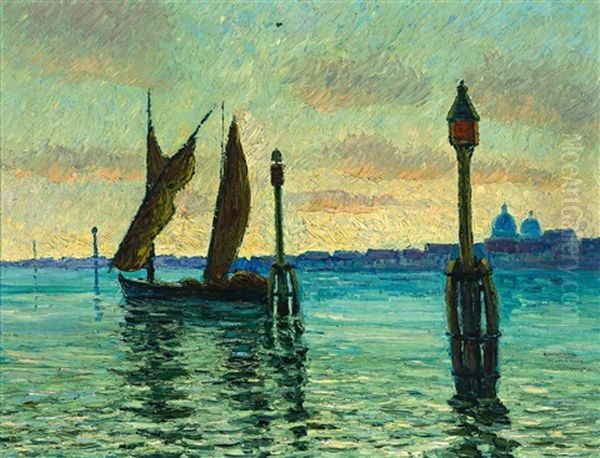 'am Lido In Venedig' Oil Painting by Robert Haag