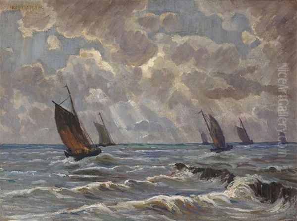 Von Alter Hand. Marine Mit Segelbooten Oil Painting by Robert Haag