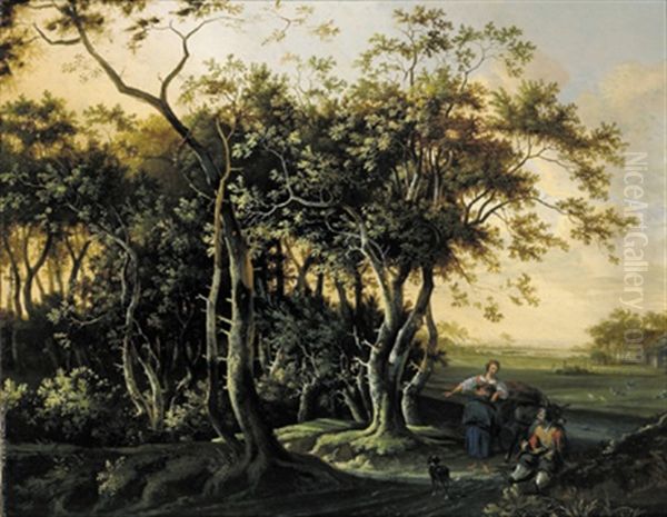 Bewaldete Landschaft Mit Rastenden Oil Painting by Joris van der Haagen