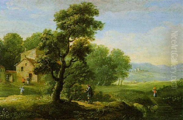 Bewaldete Landschaft Mit Rastenden Oil Painting by Joris van der Haagen