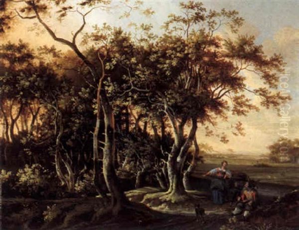 Bewaldete Landschaft Mit Rastenden Oil Painting by Joris van der Haagen