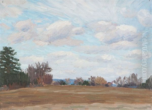 Braunes Feld Mit Baumen Oil Painting by August Haake