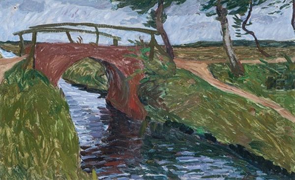 Brucke In Oberneuland Oil Painting by August Haake