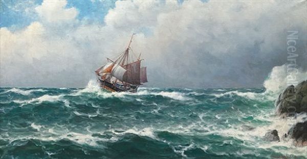 Marine Oil Painting by Lauritz Haaland