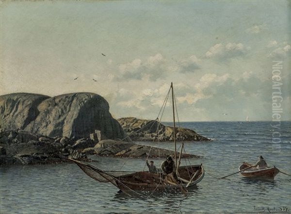 Mortefiske 1884 Oil Painting by Lauritz Haaland