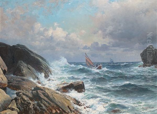 Kystlandskap Oil Painting by Lauritz Haaland