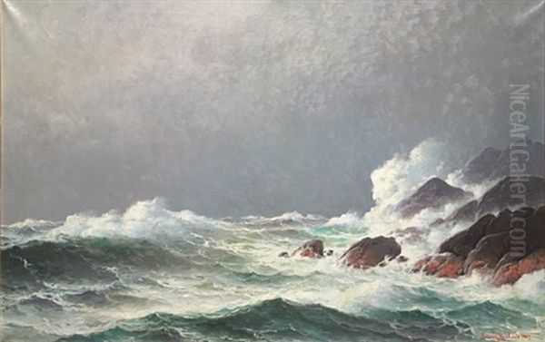 Havet Bryter Oil Painting by Lauritz Haaland