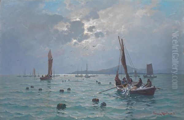 Sildefiske Oil Painting by Lauritz Haaland