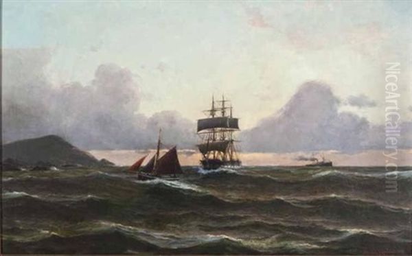 Maritime Scene Oil Painting by Lauritz Haaland