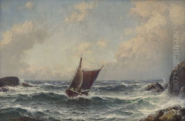 Losskoyte Mellom Klipper Oil Painting by Lauritz Haaland