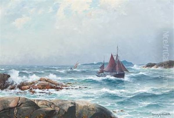 Skuter I Opprort Sjo Oil Painting by Lauritz Haaland