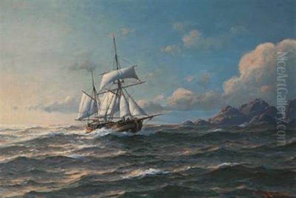 For Fulle Seil Oil Painting by Lauritz Haaland