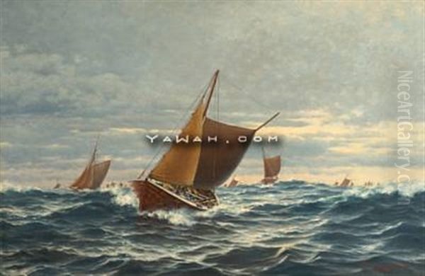 Sildefiskere Oil Painting by Lauritz Haaland