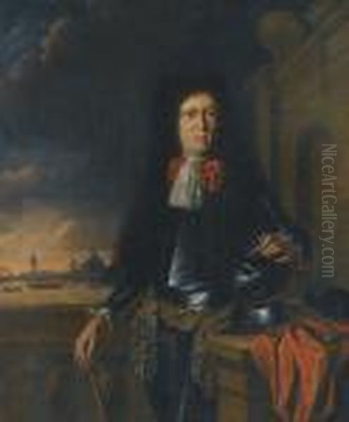 A Portrait Of Jan Van Broeckhuizen (1649-1707) Oil Painting by Ludolf Backhuysen