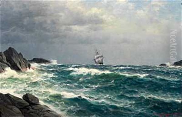 Bolgene Bryter Oil Painting by Lauritz Haaland