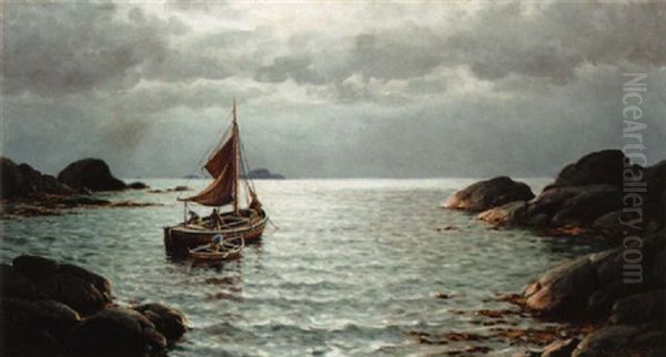 Bater Ved Kysten Oil Painting by Lauritz Haaland