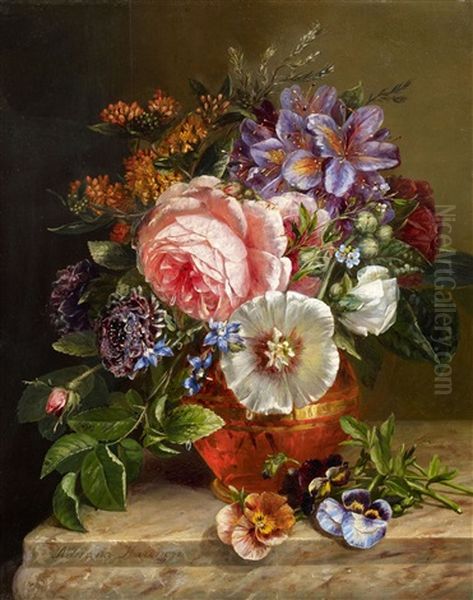 Floral Still Life Oil Painting by Adriana Johanna Haanen