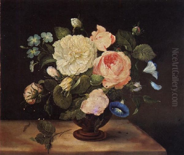 Rosen Und Wicken In Vase Oil Painting by Adriana Johanna Haanen