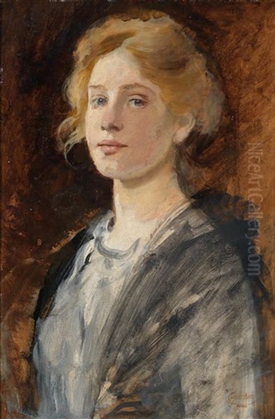 Portrait Of A Girl Oil Painting by Cecil van Haanen