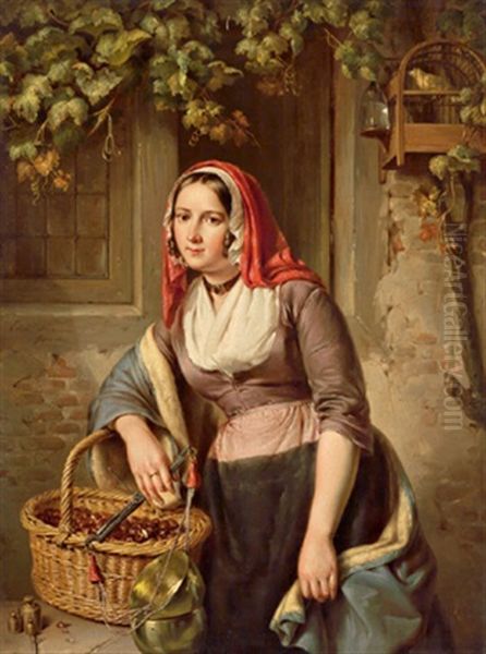 Hollandische Kastanienverkauferin Oil Painting by Elisabeth Alida van Haanen