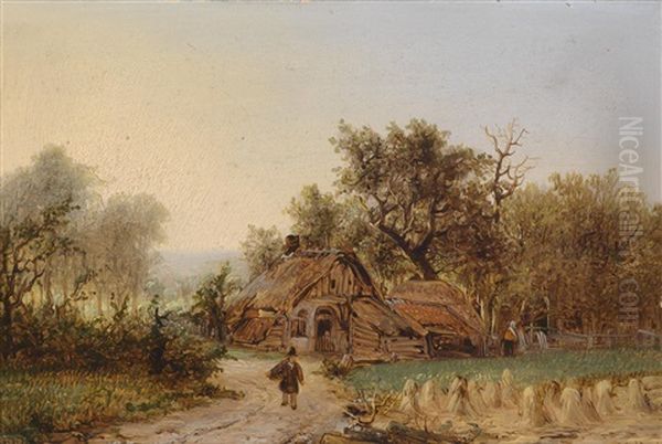 Kleine Landschaft Mit Hutte Oil Painting by George Gillis van Haanen