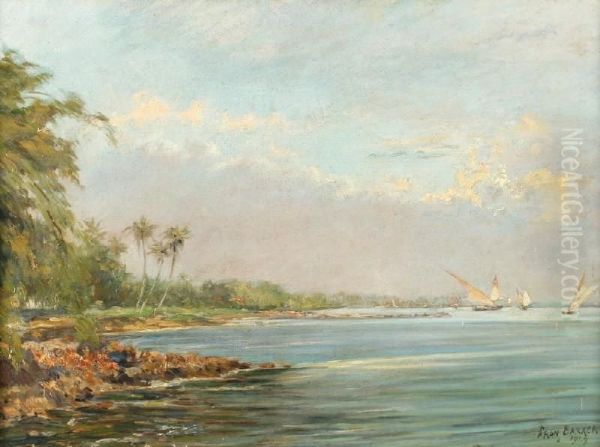 De Kust Van Rembang Met Enkelezeilschepen Oil Painting by Frans Bakker