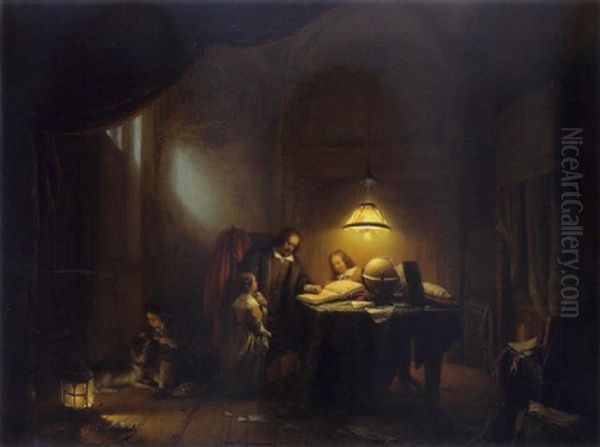 Vaterlicher Unterricht Bei Nacht by George Gillis van Haanen