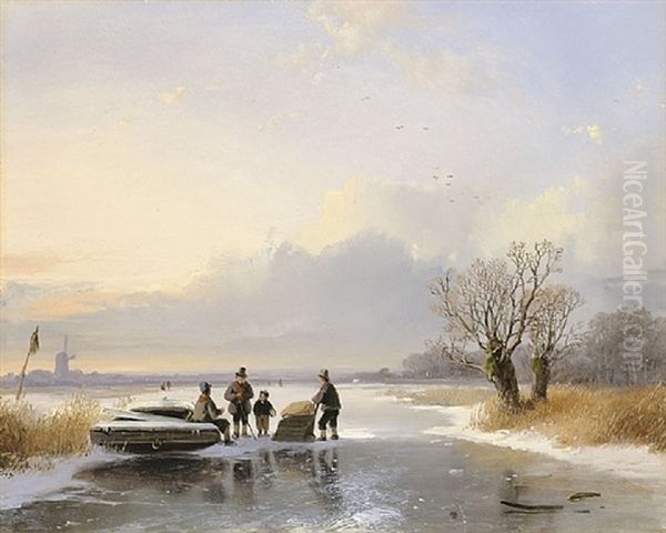 Fisherfolk At Work Oil Painting by Remigius Adrianus van Haanen