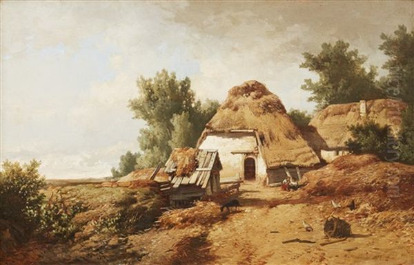 Bondens Hus Oil Painting by Remigius Adrianus van Haanen