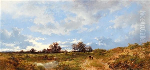 Open Landscape Oil Painting by Remigius Adrianus van Haanen