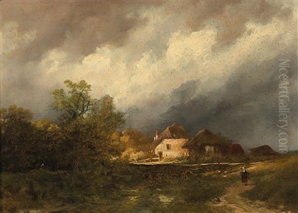 Returning Home Oil Painting by Remigius Adrianus van Haanen