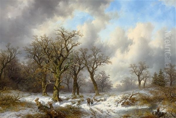 Winter Landscape Oil Painting by Remigius Adrianus van Haanen