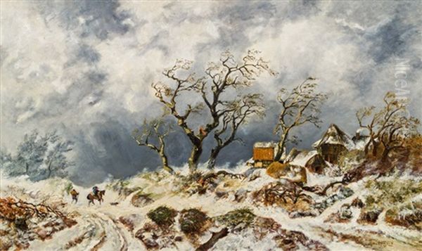 Winter Landscape Oil Painting by Remigius Adrianus van Haanen