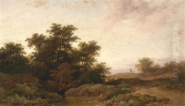 Weite Landschaft Im Abendlicht Oil Painting by Remigius Adrianus van Haanen