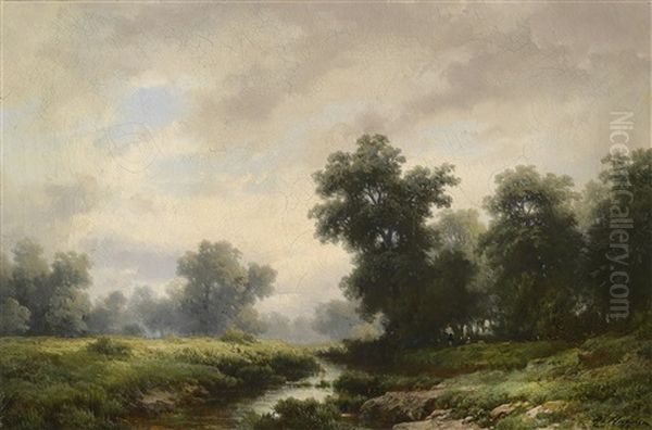 Praterlandschaft Oil Painting by Remigius Adrianus van Haanen