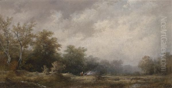 Herbstliche Landschaft Mit Figurlicher Staffage Oil Painting by Remigius Adrianus van Haanen