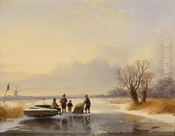 Eisvergnugen Oil Painting by Remigius Adrianus van Haanen