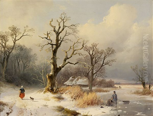 Winterlandschaft Oil Painting by Remigius Adrianus van Haanen