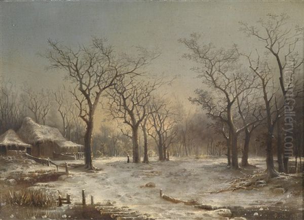 Winterlandschaft Oil Painting by Remigius Adrianus van Haanen