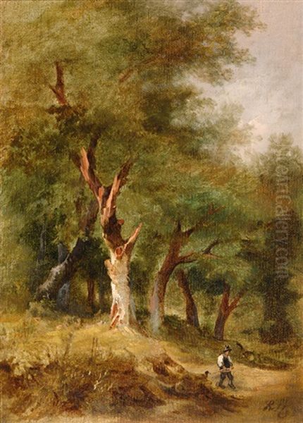 A Hunter In The Forest Oil Painting by Remigius Adrianus van Haanen