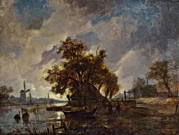 Nachtliche Kustenszene Oil Painting by Remigius Adrianus van Haanen