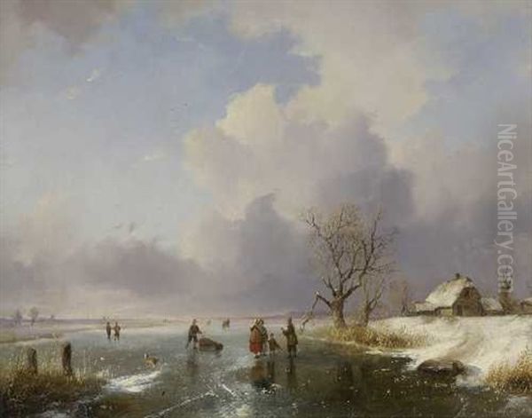 Eisvergnugen Oil Painting by Remigius Adrianus van Haanen