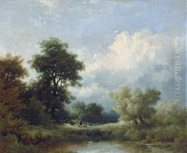 Landschaft Mit Spazierganger Oil Painting by Remigius Adrianus van Haanen