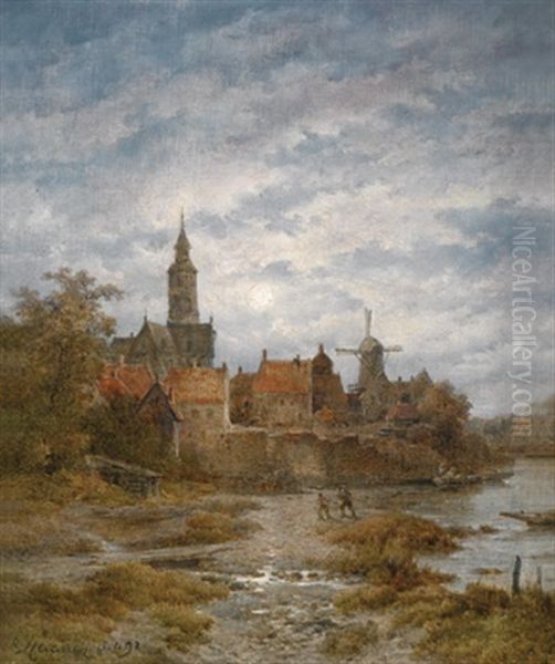 Hollandische Landschaft Oil Painting by Remigius Adrianus van Haanen