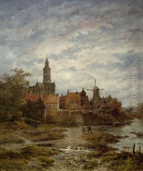 Hollandische Stadtansicht Oil Painting by Remigius Adrianus van Haanen